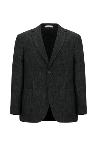  Koyu Antrasit 4 Drop Relaxed Fit Rahat Kesim Desenli Yünlü Ceket