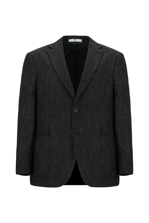 Koyu Antrasit 4 Drop Relaxed Fit Rahat Kesim Desenli Yünlü Ceket