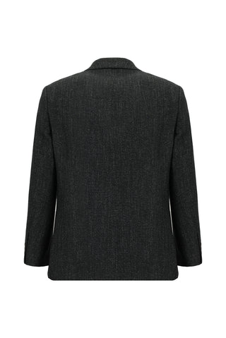  Koyu Antrasit Relaxed Fit Rahat Kesim Desenli Yünlü Ceket