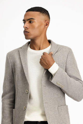  Orta Bej Super Slim Fit Ekstra Dar Kesim Yünlü Spor Ceket