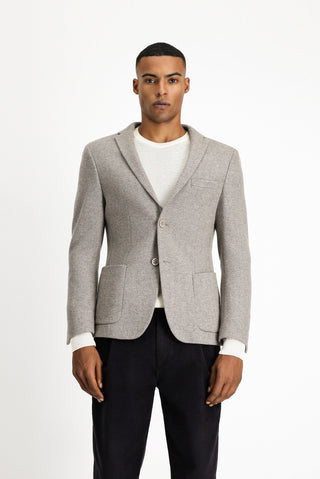  Orta Bej 7 Drop Super Slim Fit Eksra Dar Kesim Yünlü Spor Ceket