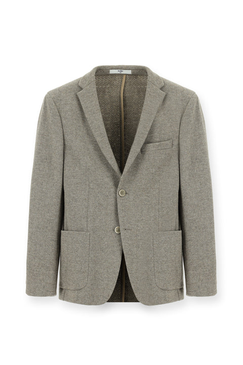 Orta Bej 4 Drop Relaxed Fit Rahat Kesim Yünlü Spor Ceket