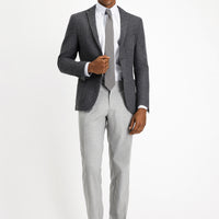 Koyu Antrasit 7 Drop Super Slim Fit Eksra Dar Kesim Yünlü Spor Ceket
