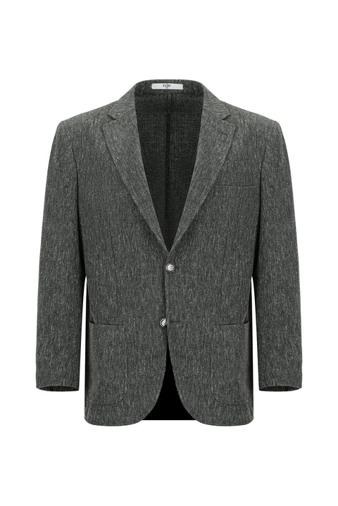 Koyu Antrasit 4 Drop Relaxed Fit Rahat Kesim Desenli Likralı Spor Ceket