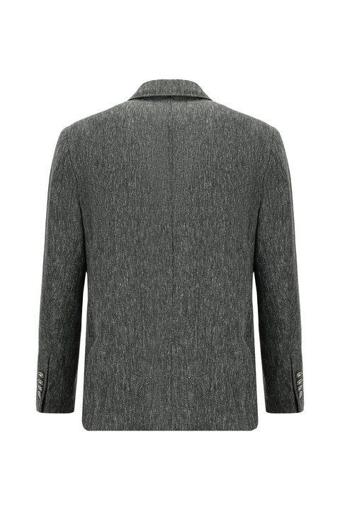 Koyu Antrasit 4 Drop Relaxed Fit Rahat Kesim Desenli Likralı Spor Ceket