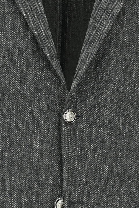 Koyu Antrasit 4 Drop Relaxed Fit Rahat Kesim Desenli Likralı Spor Ceket