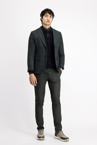  Koyu Yeşil Regular Fit Yünlü Klasik Ekose Ceket