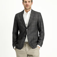 Orta Antrasit Regular Fit Ekose Ceket