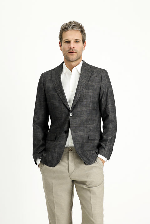 Medium Anthracite 6 Drop Regular Fit Standard Cut Plaid Jacket