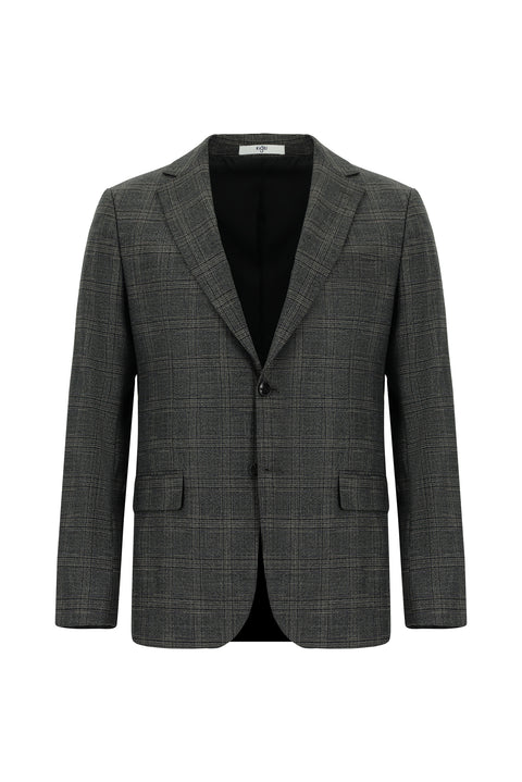 Medium Anthracite 6 Drop Regular Fit Standard Cut Plaid Jacket