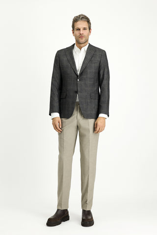  Orta Antrasit Regular Fit Ekose Ceket