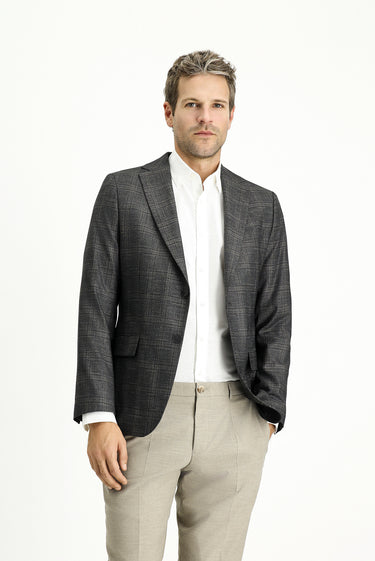  Orta Antrasit Regular Fit Ekose Ceket