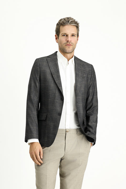 Medium Anthracite 6 Drop Regular Fit Standard Cut Plaid Jacket