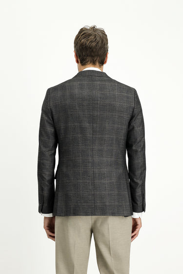 Orta Antrasit Regular Fit Ekose Ceket