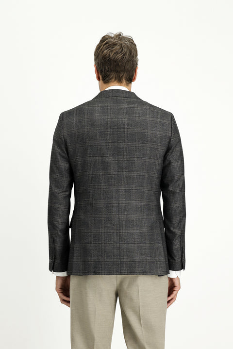 Medium Anthracite 6 Drop Regular Fit Standard Cut Plaid Jacket