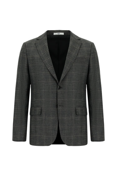 Orta Antrasit Regular Fit Ekose Ceket