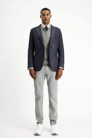  Orta Lacivert 7 Drop Slim Fit Dar Kesim Desenli Spor Yünlü Ceket