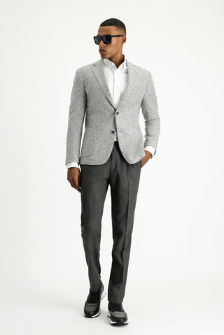  Orta Gri Slim Fit Dar Kesim Yünlü Desenli Spor İtalyan Ceket