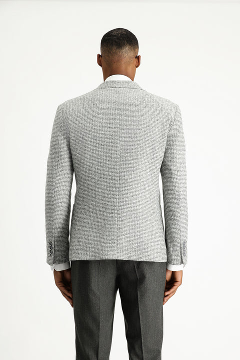 Orta Gri 7 Drop Slim Fit Dar Kesim Yünlü Desenli Spor İtalyan Ceket