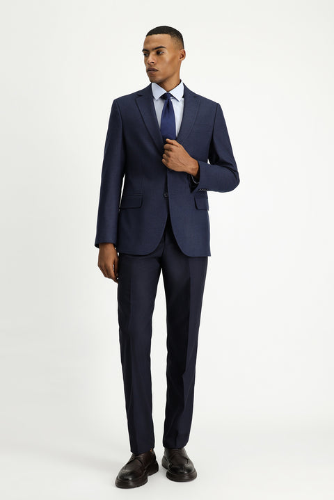 Koyu Lacivert 6 Drop Regular Fit Standart Kesim Klasik Desenli Ceket