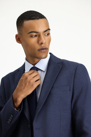  Koyu Lacivert Regular Fit Klasik Desenli Ceket