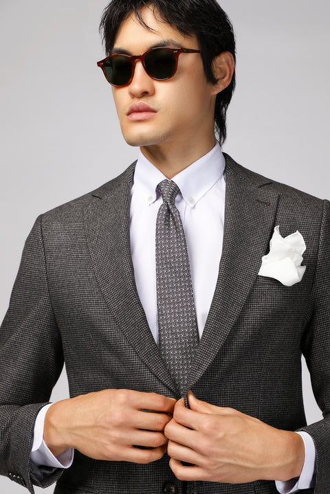 Koyu Kahve 6 Drop Regular Fit Standart Kesim Klasik Desenli Ceket