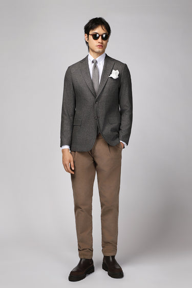 Koyu Kahve Regular Fit Klasik Desenli Ceket