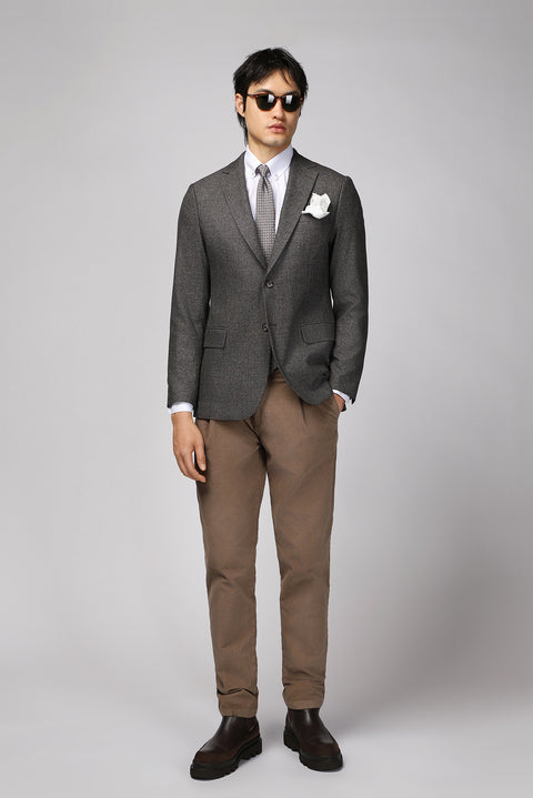 Koyu Kahve 6 Drop Regular Fit Standart Kesim Klasik Desenli Ceket