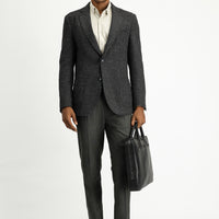 Koyu Antrasit Slim Fit Dar Kesim Desenli Spor Yünlü Ceket