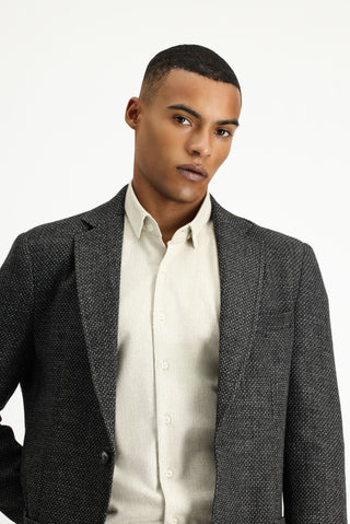  Koyu Antrasit Slim Fit Dar Kesim Desenli Spor Yünlü Ceket