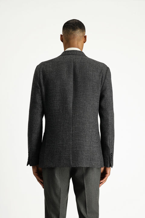 Koyu Antrasit 7 Drop Slim Fit Dar Kesim Desenli Spor Yünlü Ceket
