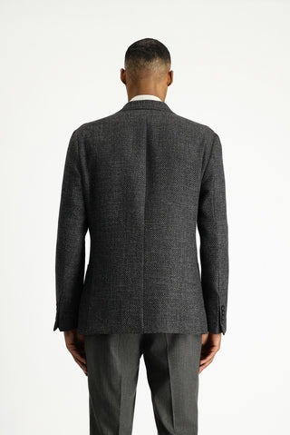  Koyu Antrasit Relaxed Fit Rahat Kesim Desenli Spor Yünlü Ceket