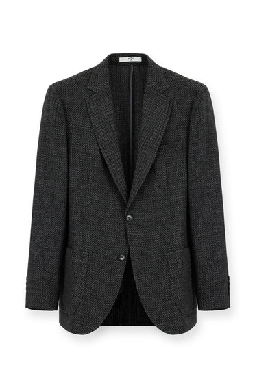 Koyu Antrasit Slim Fit Dar Kesim Desenli Spor Yünlü Ceket