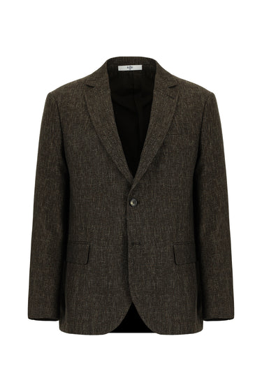  Orta Kahve Relaxed Fit Rahat Kesim Klasik Desenli Ceket