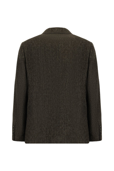  Orta Kahve Relaxed Fit Rahat Kesim Klasik Desenli Ceket
