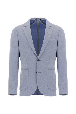  Mavi Super Slim Fit Ekstra Dar Kesim Desenli Spor Pamuklu Ceket