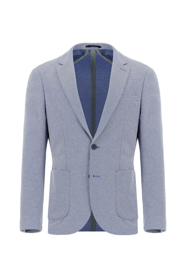  Mavi Super Slim Fit Ekstra Dar Kesim Desenli Spor Pamuklu Ceket