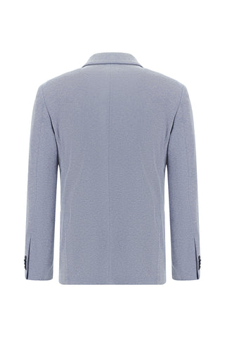  Mavi Super Slim Fit Ekstra Dar Kesim Desenli Spor Pamuklu Ceket