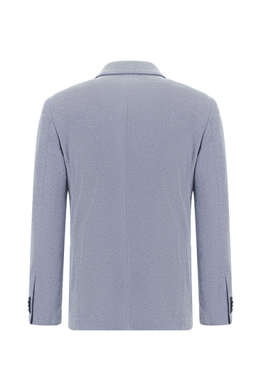  Mavi Super Slim Fit Ekstra Dar Kesim Desenli Spor Pamuklu Ceket