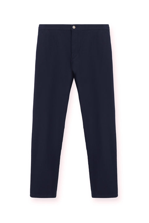 Orta Lacivert Regular Fit Standart Kesim Likralı Kanvas / Chino Pantolon