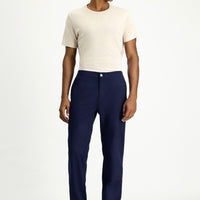 Orta Lacivert Regular Fit Standart Kesim Likralı Kanvas / Chino Pantolon