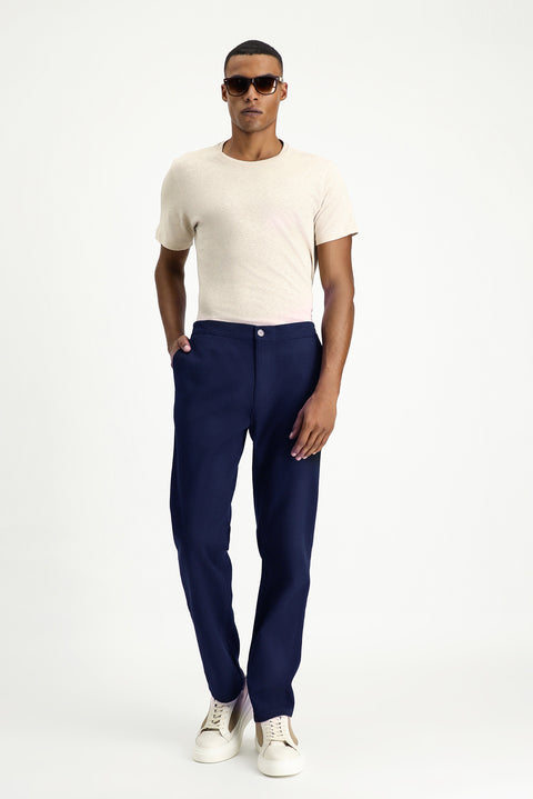 Orta Lacivert 6 Drop Regular Fit Standart Kesim Likralı Kanvas / Chino Pantolon