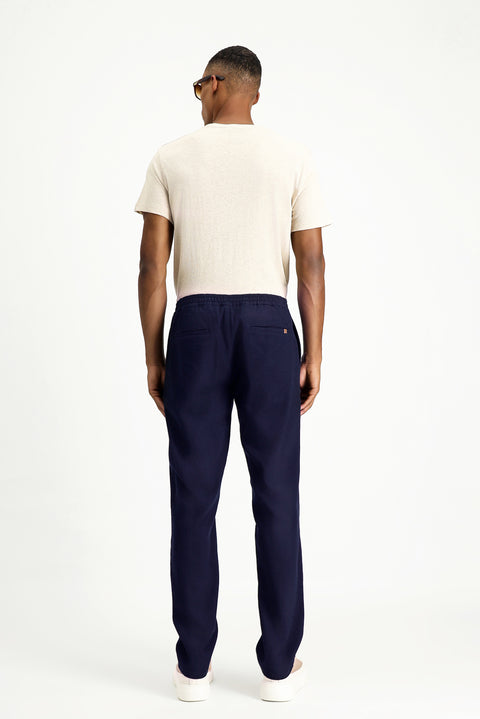 Orta Lacivert Regular Fit Standart Kesim Likralı Kanvas / Chino Pantolon