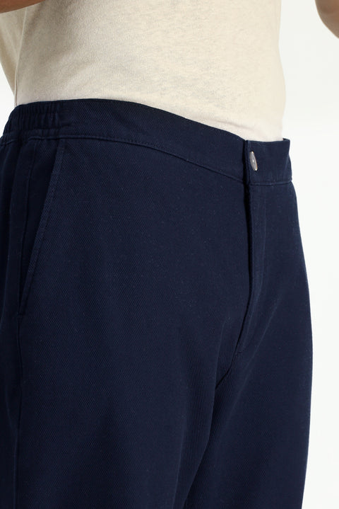 Orta Lacivert Regular Fit Standart Kesim Likralı Kanvas / Chino Pantolon