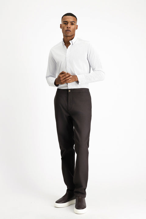 Orta Kahve Regular Fit Standart Kesim Likralı Kanvas / Chino Pantolon