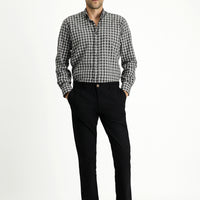 Siyah Regular Fit Standart Kesim Likralı Pileli Kanvas / Chino Pantolon