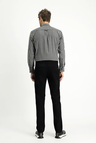 Siyah Regular Fit Likralı Pileli Kanvas / Chino Pantolon