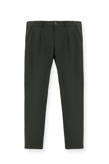 Orta Haki Relaxed Fit Rahat Kesim Likralı Pileli Kanvas / Chino Pantolon