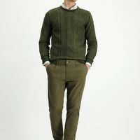 Asker Haki 6 Drop Regular Fit Standart Kesim Likralı Pileli Kanvas / Chino Pantolon