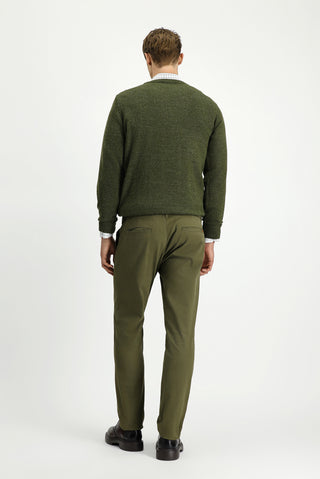  Asker Haki Regular Fit Likralı Pileli Kanvas / Chino Pantolon